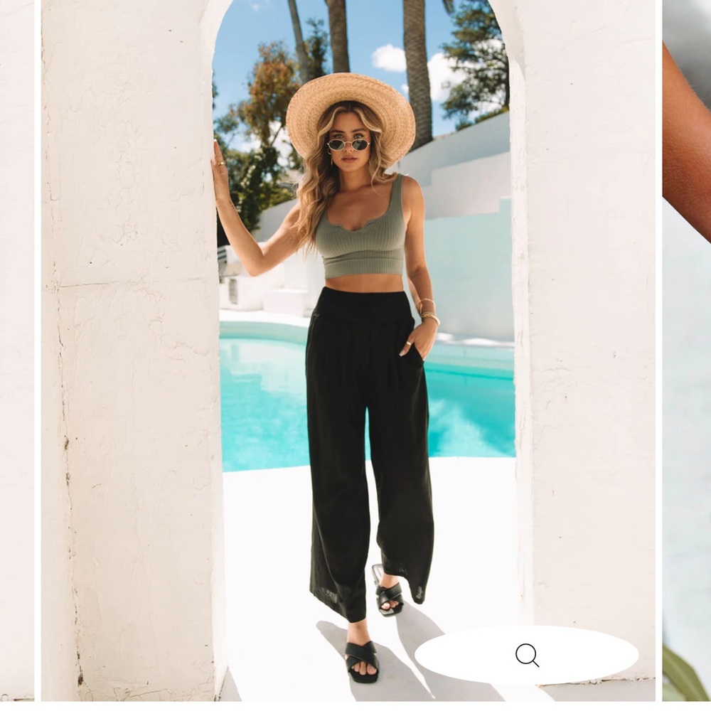 VICI WESTON LINEN BLEND POCKETED SMOCKED PANTS SIZE SMALL